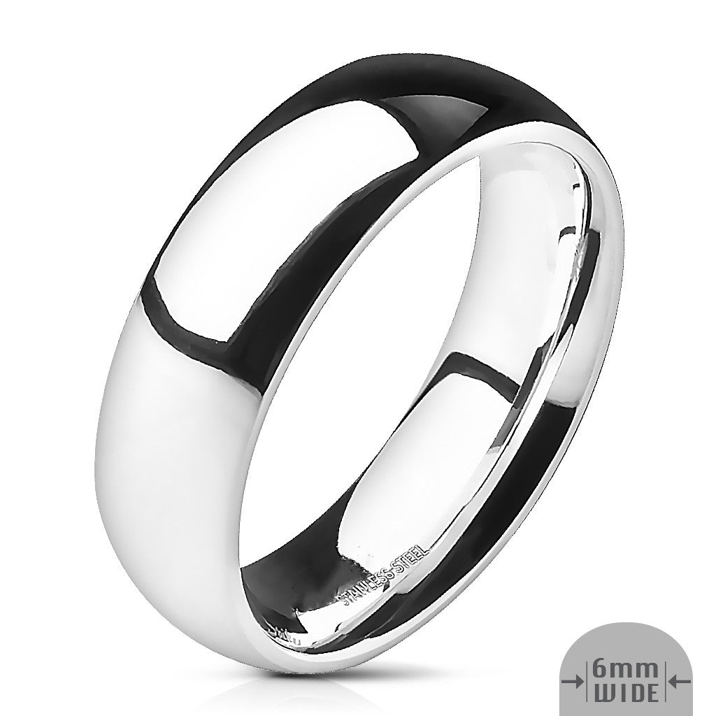 AR001 Stainless Steel 316L High Polished Wedding Band Ring 3mm-8mm Wide Sizes 4.5-14